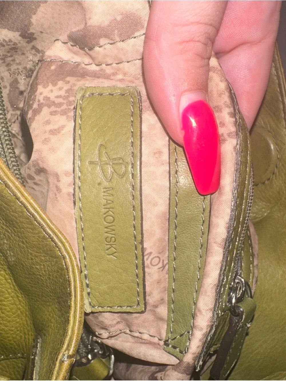 Olive Green Leather Shoulder Bag